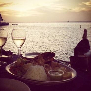 Seafood meal near the beach